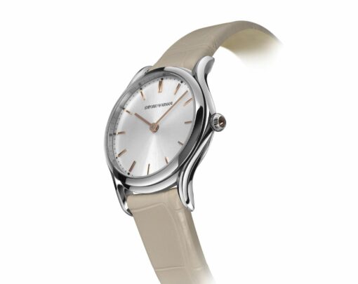 Swiss Made Classic Silver Dial Leather Ladies Watch