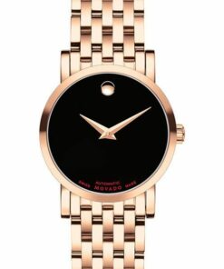 Red Label Black Dial Ladies Rose Gold Tone Watch