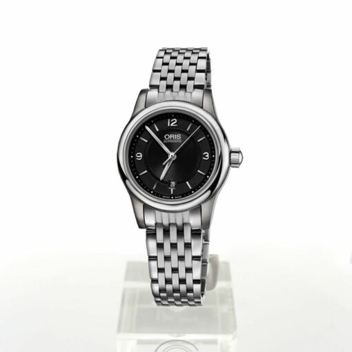 Classic Date Black Dial Stainless Steel Ladies Watch