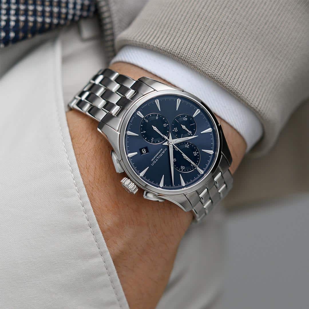 hamilton jazzmaster auto chrono – blau 42mm edelstahl
