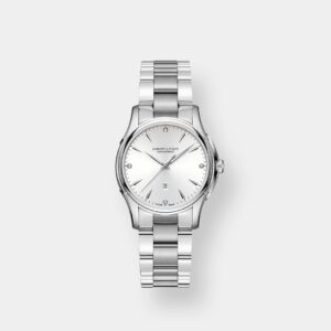 hamilton jazzmaster lady auto – silber 34mm diamonds