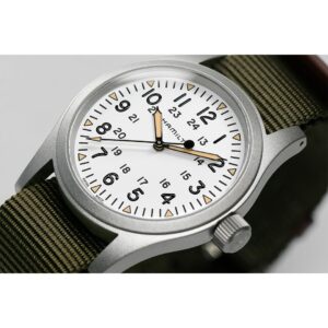hamilton khaki field mechanical – grün 38mm pvd