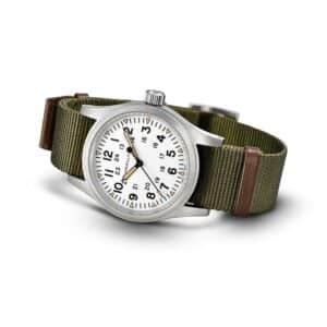 hamilton khaki field mechanical – grün 38mm pvd