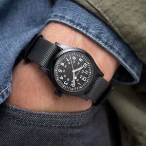hamilton khaki field mechanical – schwarz 38mm grau