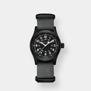 hamilton khaki field mechanical – schwarz 38mm grau
