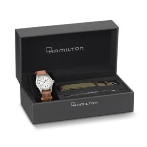 hamilton khaki field mechanical – weiß 38mm braun