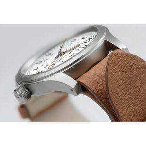 hamilton khaki field mechanical – weiß 38mm braun