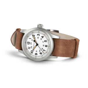 hamilton khaki field mechanical – weiß 38mm braun