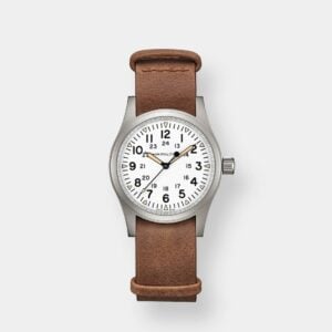 hamilton khaki field mechanical – weiß 38mm braun