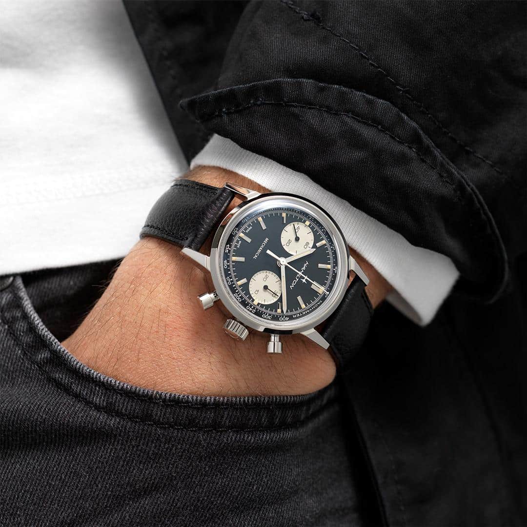hamilton american classic intra matic mechanical chrono – panda 40mm edelstahl