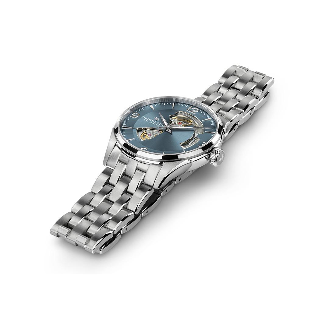 hamilton jazzmaster open heart – blau 42mm edelstahl