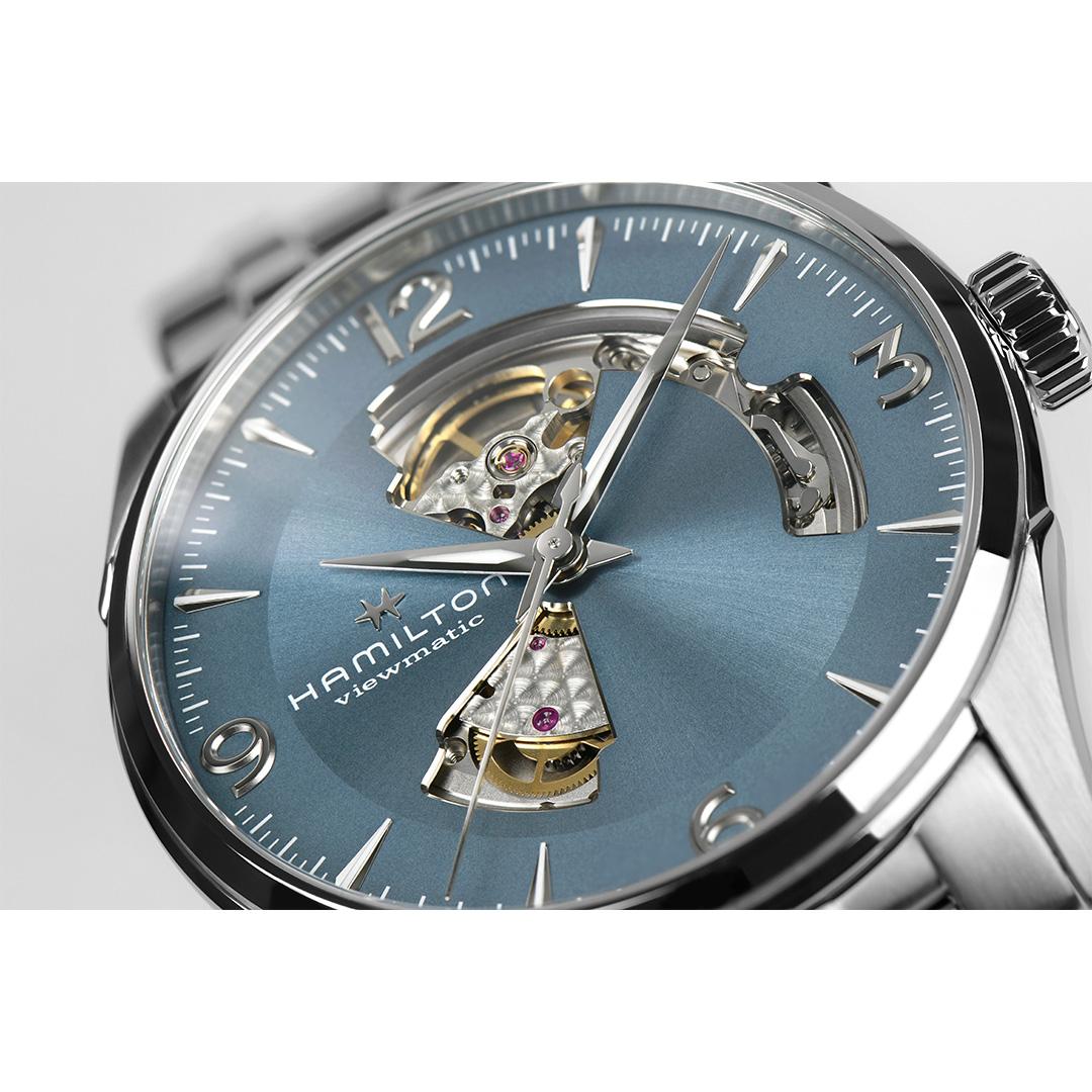 hamilton jazzmaster open heart – blau 42mm edelstahl