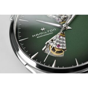hamilton jazzmaster open heart – grün 40mm edelstahl