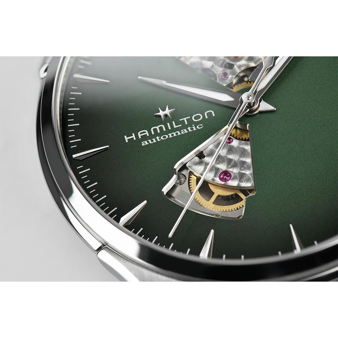 hamilton jazzmaster open heart – grün 40mm edelstahl