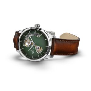 hamilton jazzmaster open heart – grün 40mm edelstahl