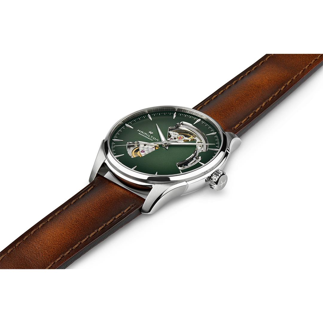hamilton jazzmaster open heart – grün 40mm edelstahl