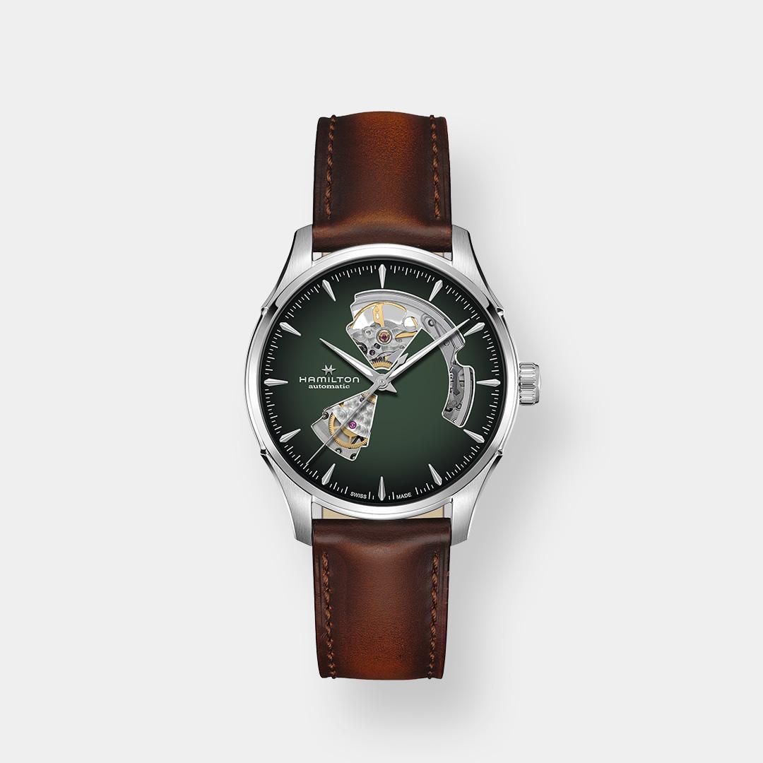 hamilton jazzmaster open heart – grün 40mm edelstahl