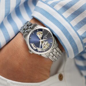hamilton jazzmaster open heart lady – blau 36mm edelstahl