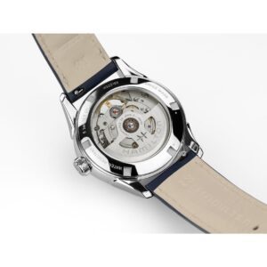 hamilton jazzmaster open heart lady – blau 36mm leder