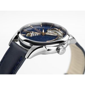 hamilton jazzmaster open heart lady – blau 36mm leder