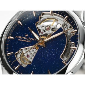 hamilton jazzmaster open heart lady – blau 36mm leder