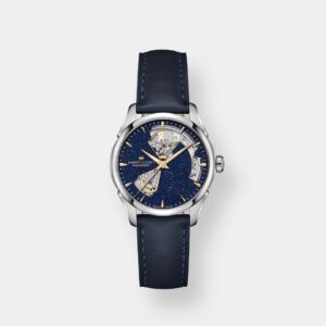 hamilton jazzmaster open heart lady – blau 36mm leder