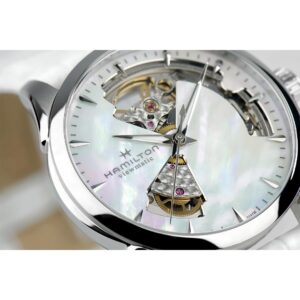 hamilton jazzmaster open heart lady – weiss 36mm leder