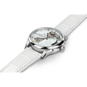 hamilton jazzmaster open heart lady – weiss 36mm leder