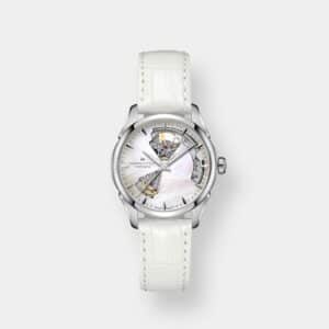 hamilton jazzmaster open heart lady – weiss 36mm leder
