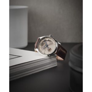 hamilton jazzmaster open heart – silber 42mm leder