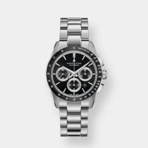 hamilton jazzmaster performer chrono – silber 42mm stahl