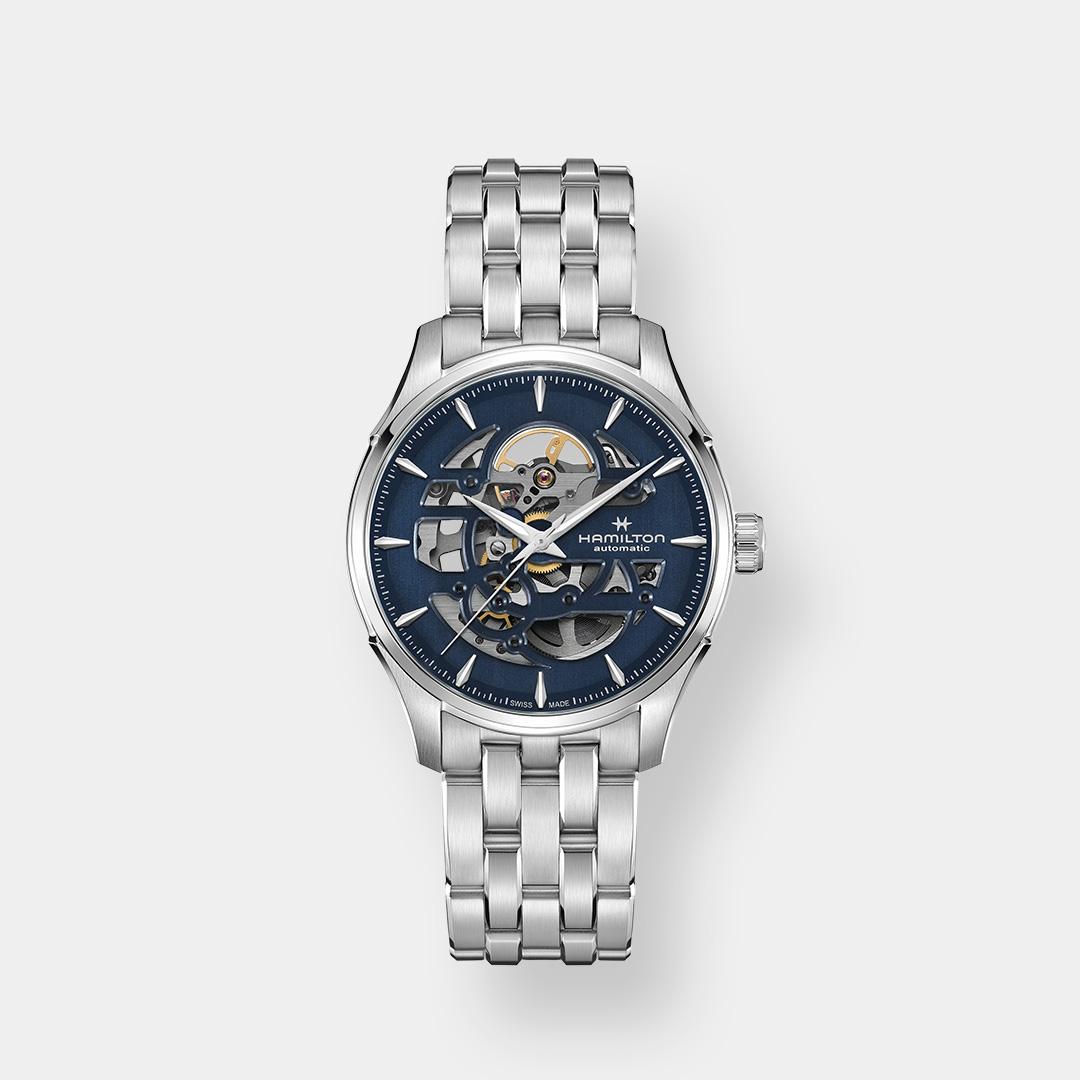 hamilton jazzmaster skeleton auto – blau 40mm edelstahl