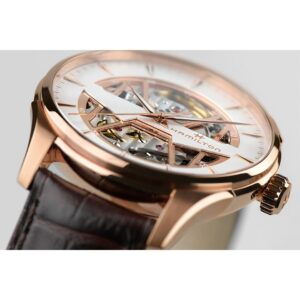 hamilton jazzmaster skeleton auto – weiss 40mm leder
