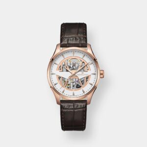 hamilton jazzmaster skeleton auto – weiss 40mm leder