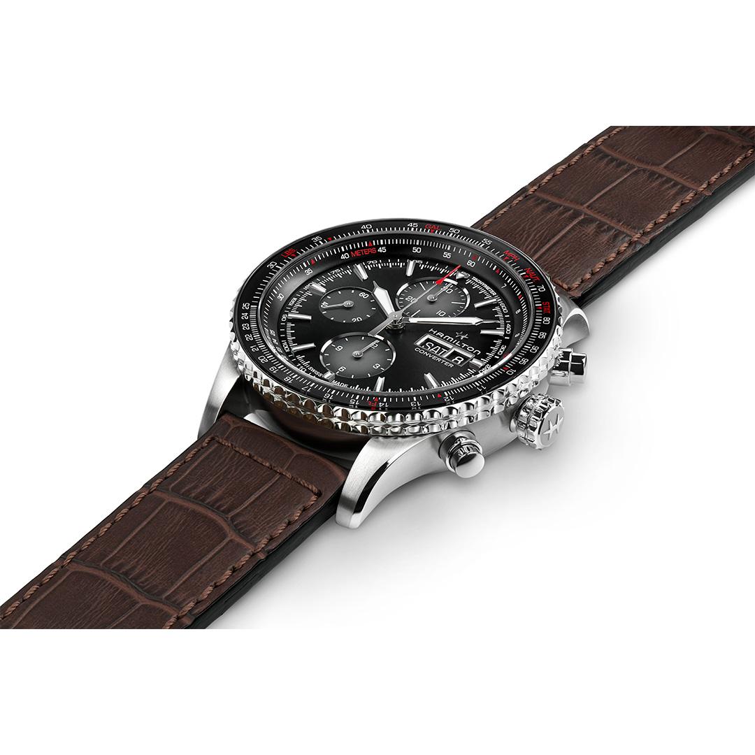 hamilton khaki aviation converter chrono – schwarz 44mm edelstahl