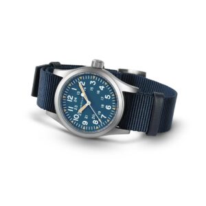 hamilton khaki field mechanical – blau 38mm edelstahl