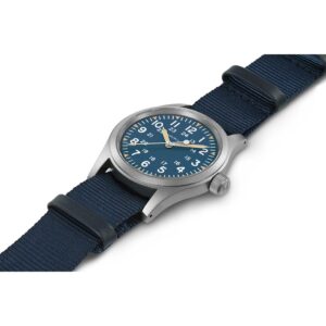 hamilton khaki field mechanical – blau 38mm edelstahl