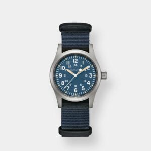hamilton khaki field mechanical – blau 38mm edelstahl