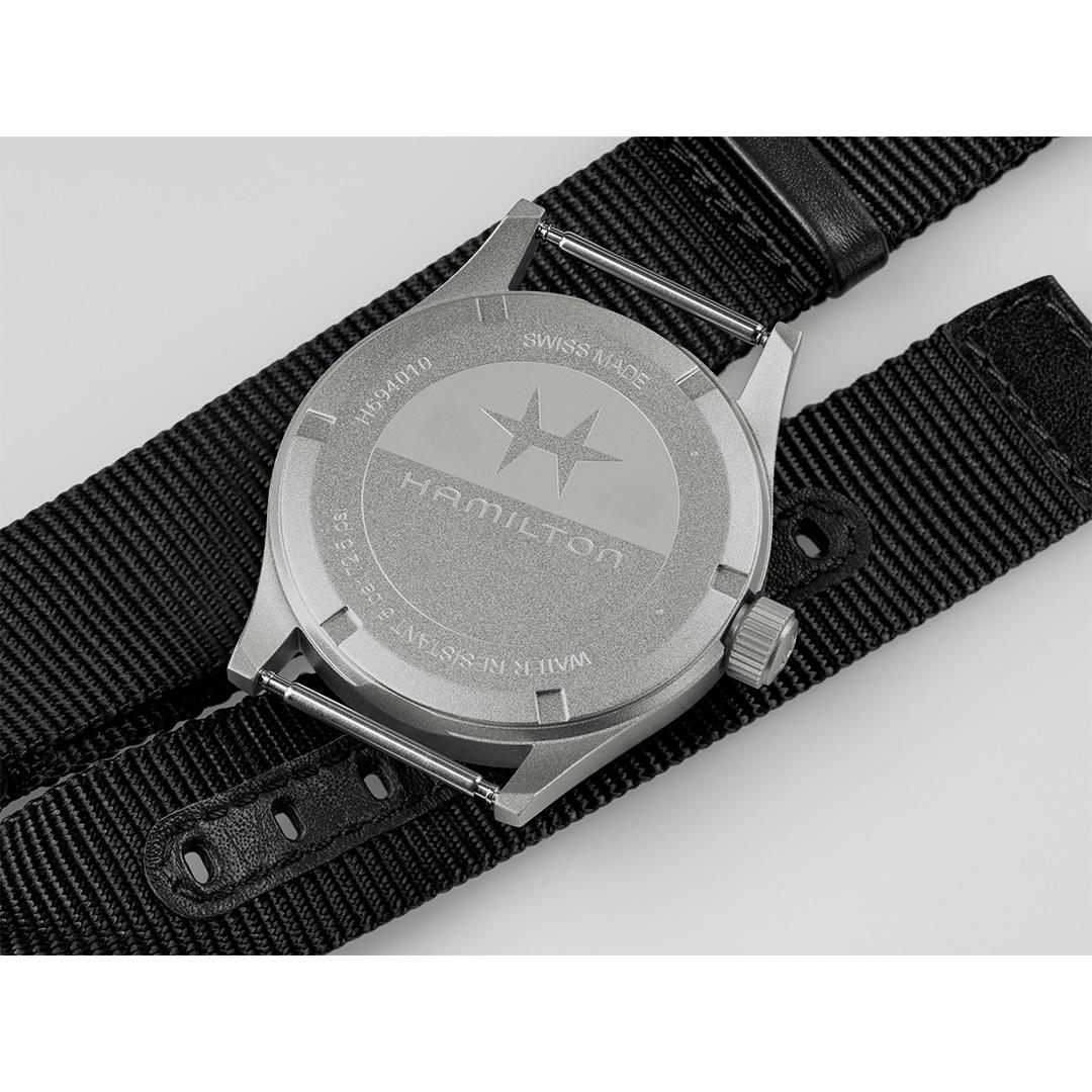 hamilton khaki field quartz – schwarz 38mm edelstahl