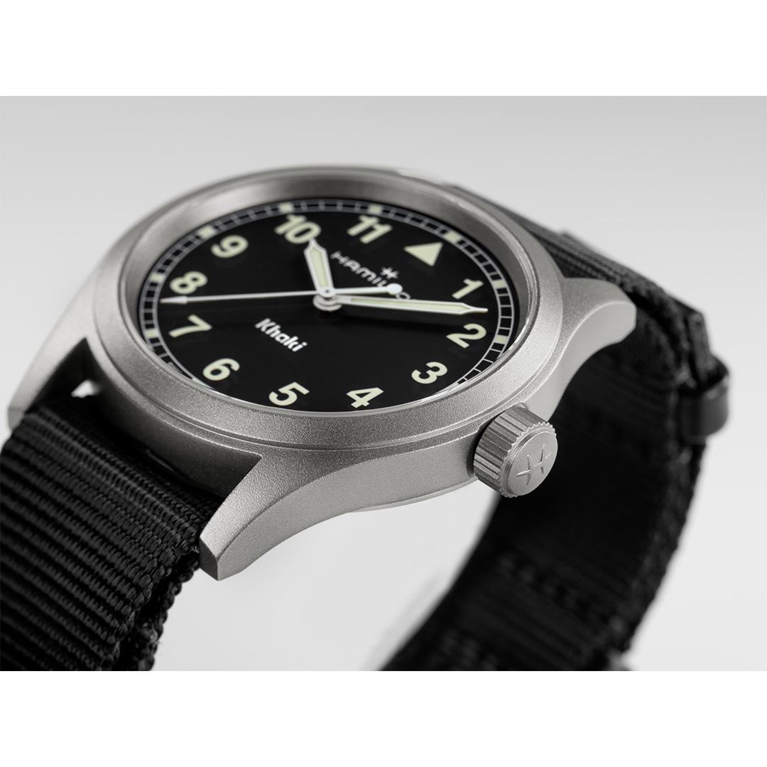 hamilton khaki field quartz – schwarz 38mm edelstahl