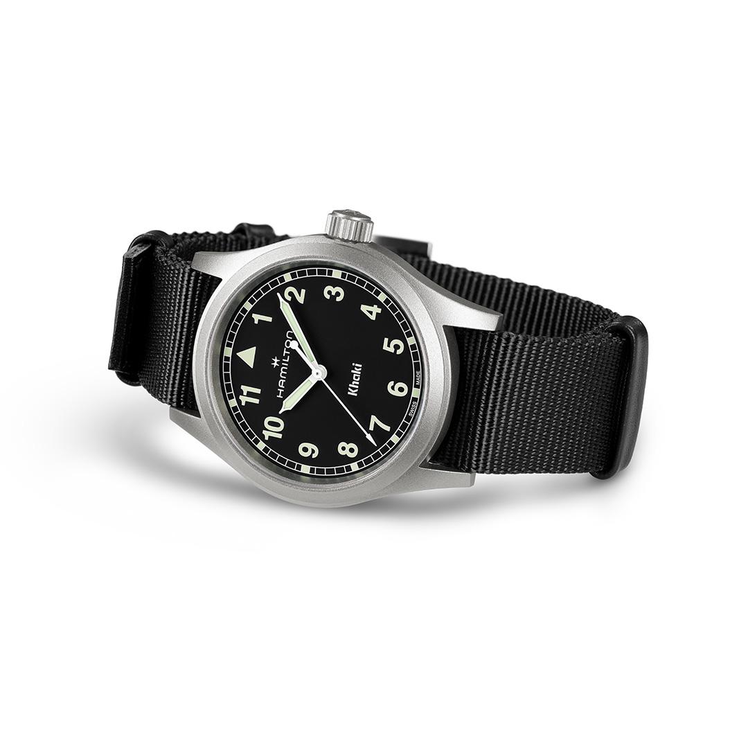 hamilton khaki field quartz – schwarz 38mm edelstahl