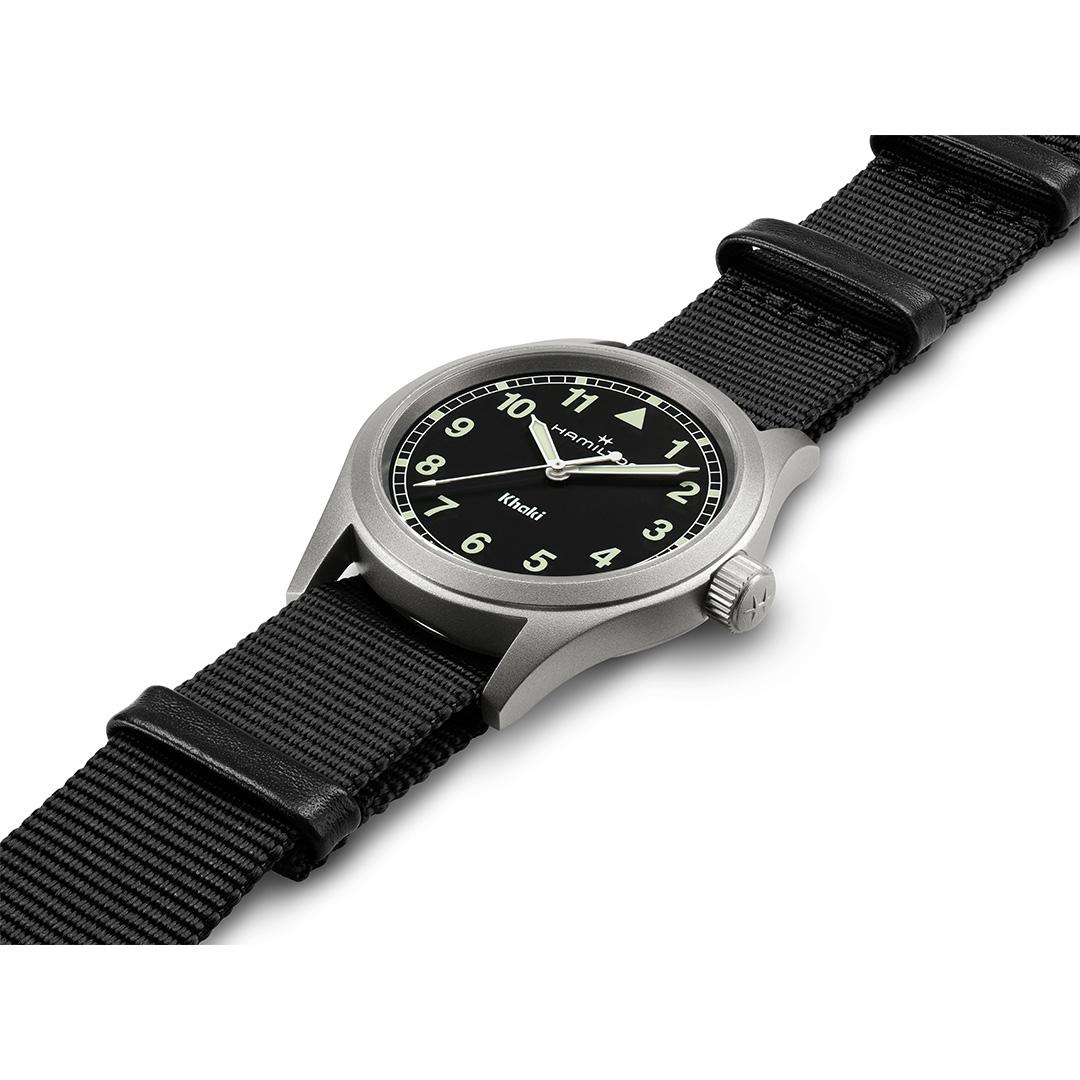 hamilton khaki field quartz – schwarz 38mm edelstahl