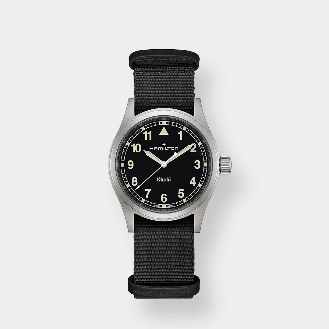 hamilton khaki field quartz – schwarz 38mm edelstahl