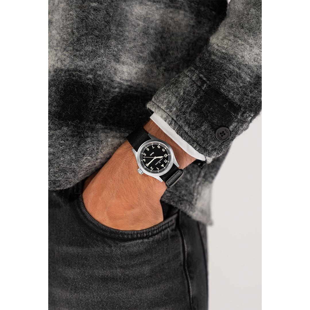 hamilton khaki field quartz – schwarz 38mm edelstahl