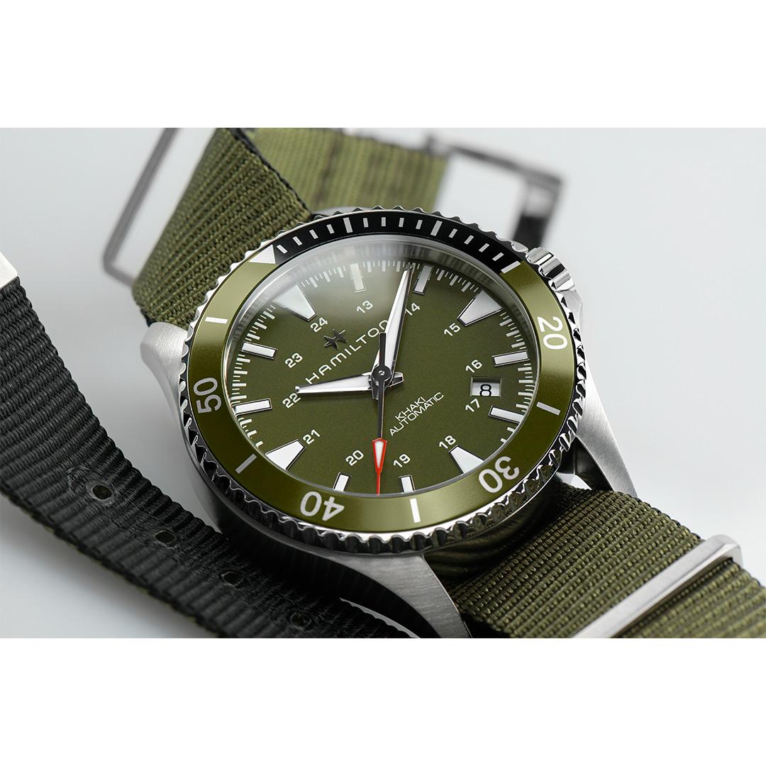 hamilton khaki navy scuba auto – grün 40mm nato