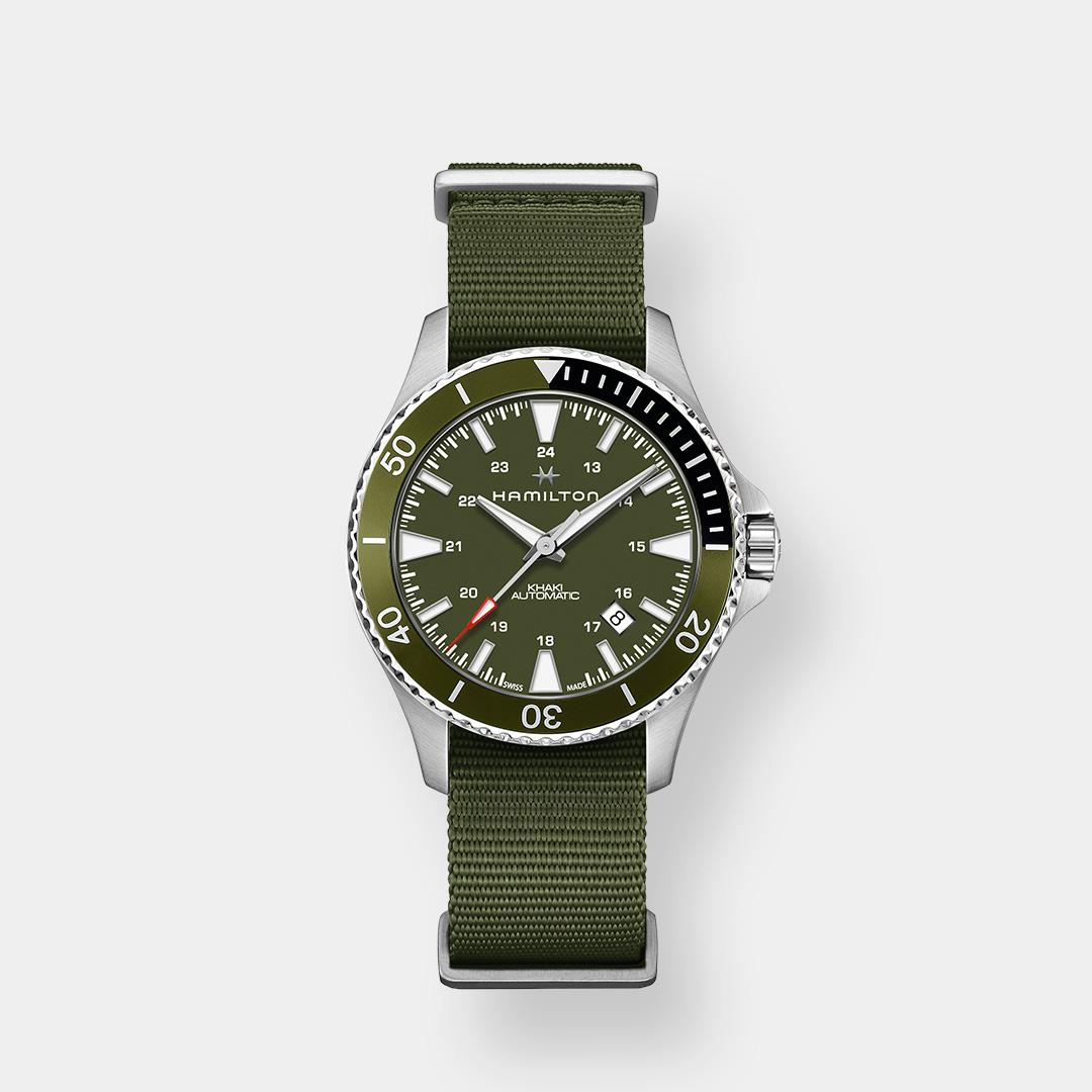 hamilton khaki navy scuba auto – grün 40mm nato