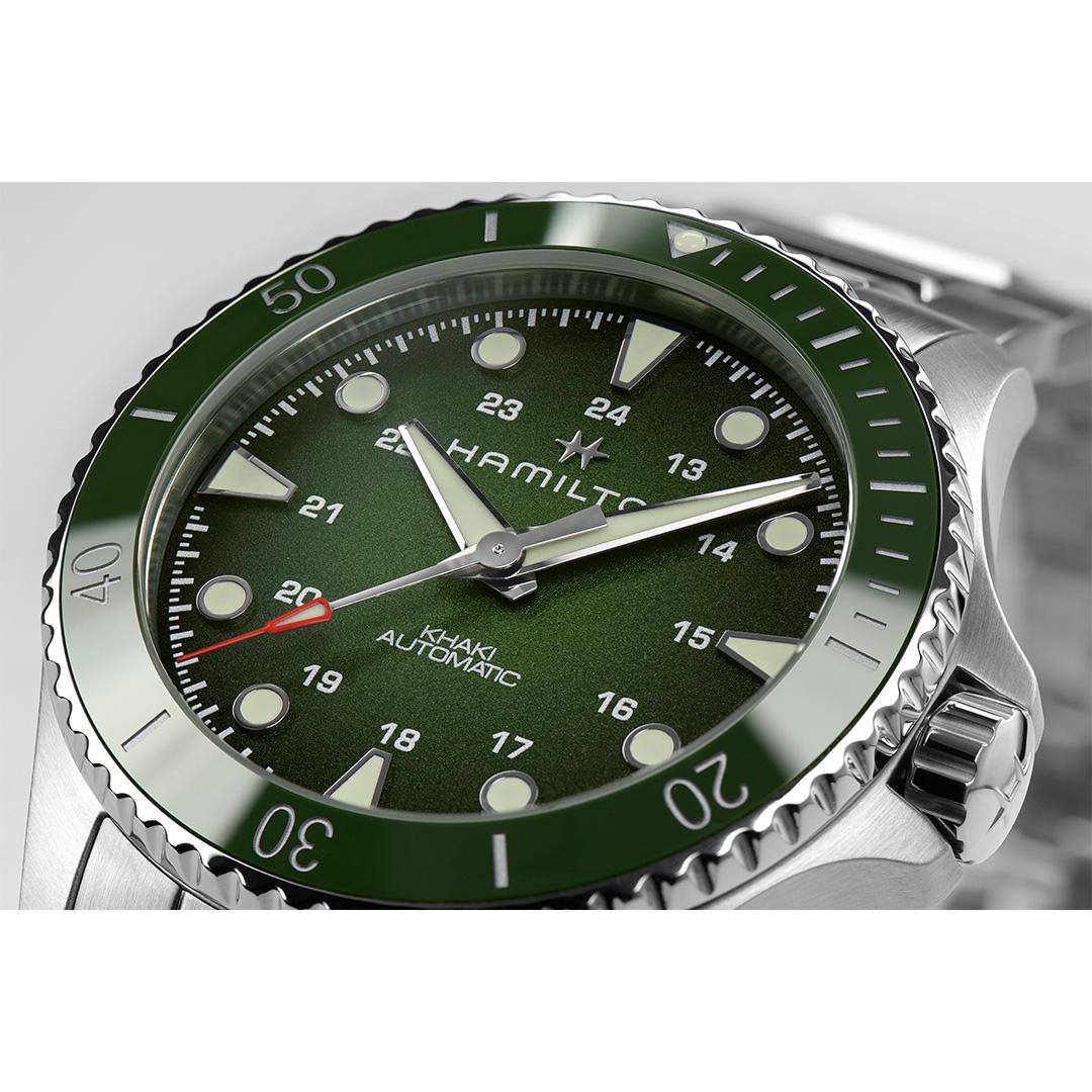 hamilton khaki navy scuba auto – grün 43mm edelstahl