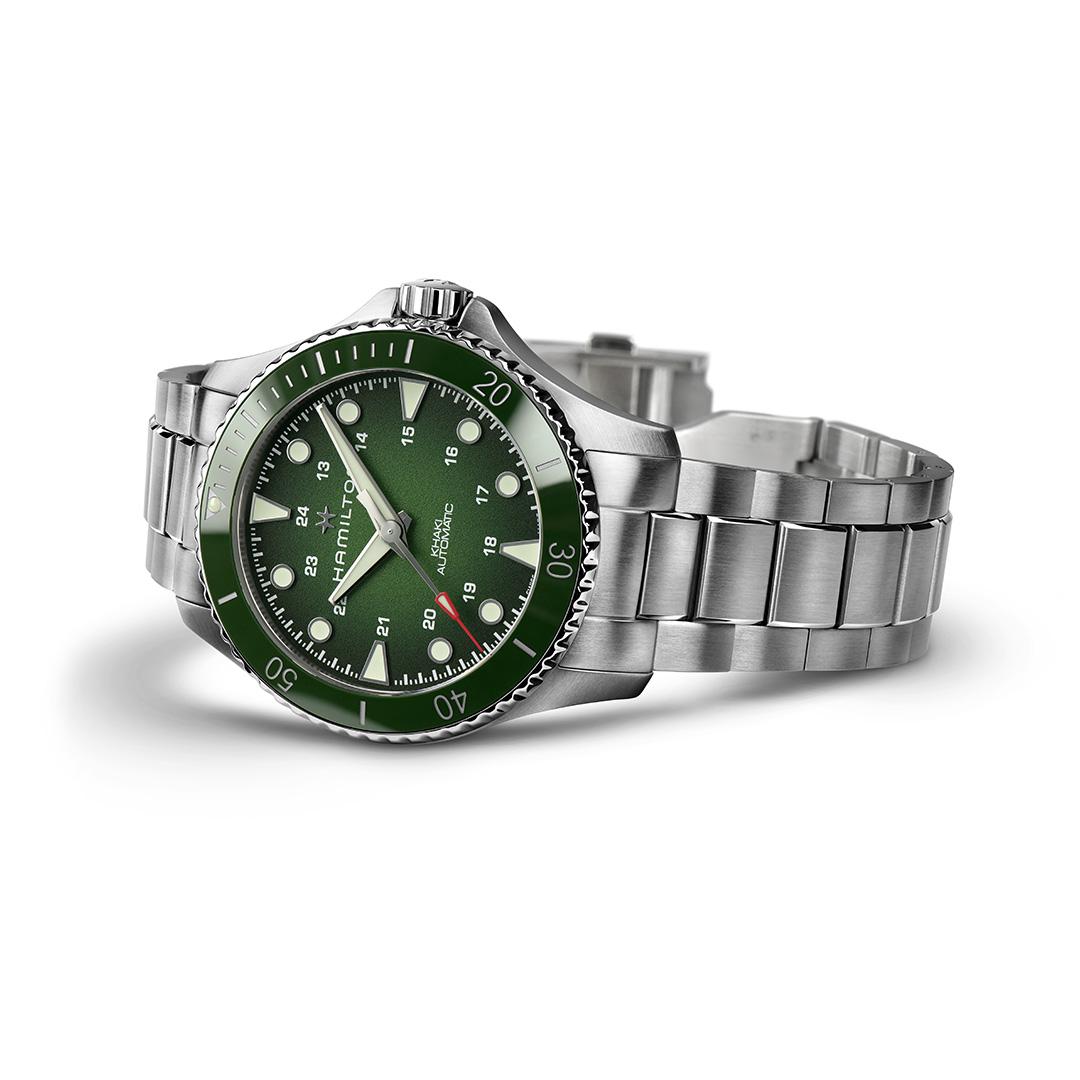 hamilton khaki navy scuba auto – grün 43mm edelstahl