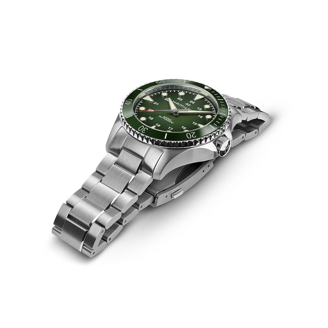 hamilton khaki navy scuba auto – grün 43mm edelstahl