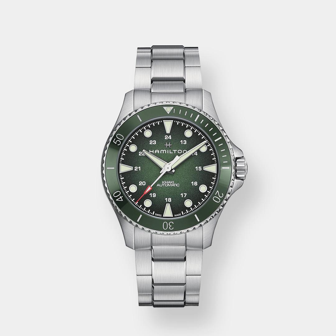 hamilton khaki navy scuba auto – grün 43mm edelstahl